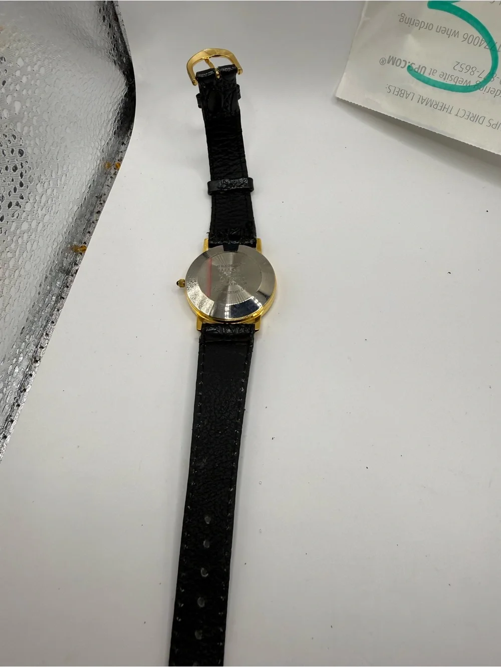 Gold Case Black Strap Vintage-Style Analog Watch Abe Lincoln